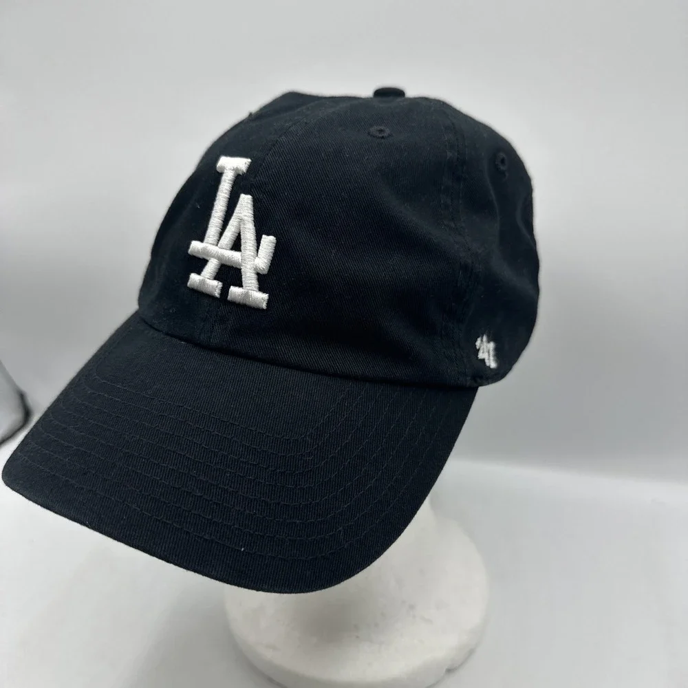 Los Angeles Dodgers MLB '47 Brand Black Adjust Dad Hat Cap Cotton One Size Fit